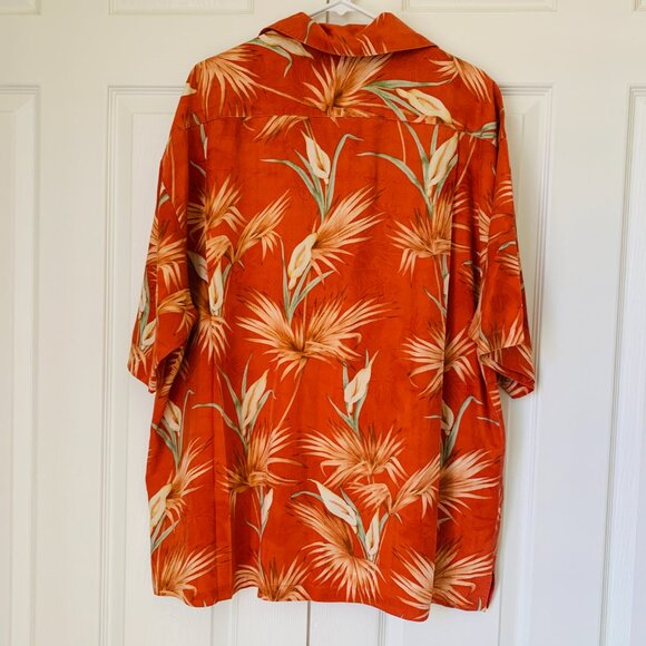 TOMMY BAHAMA Tropical  Silk  Camp Shirt Salmon Button Front Short Sleeve XXL - Picture 7 of 7